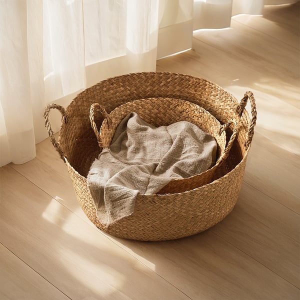SANDJORD basket, sedge, 46x20 cm