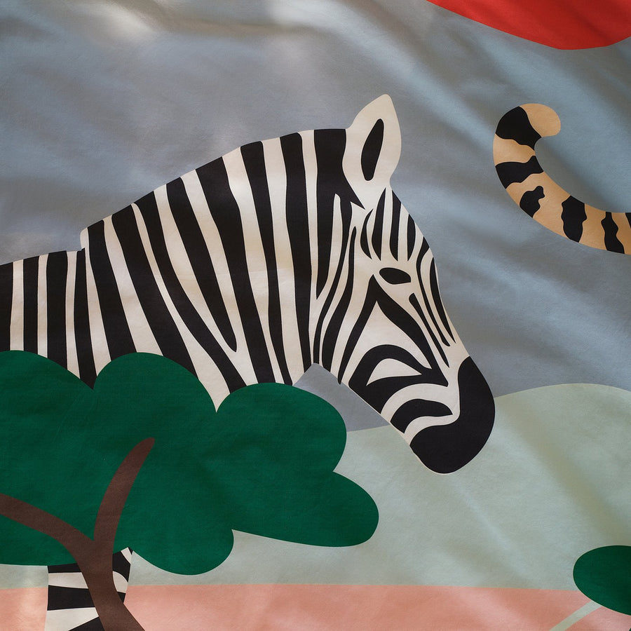 SANDLÖPARE duvet cover and pillowcase, multicolour/savannah, 150x200/50x80 cm