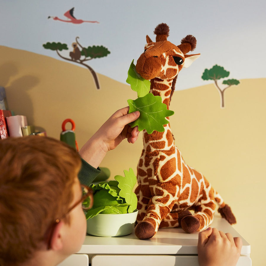 SANDLÖPARE soft toy, giraffe calf/brown, 45 cm