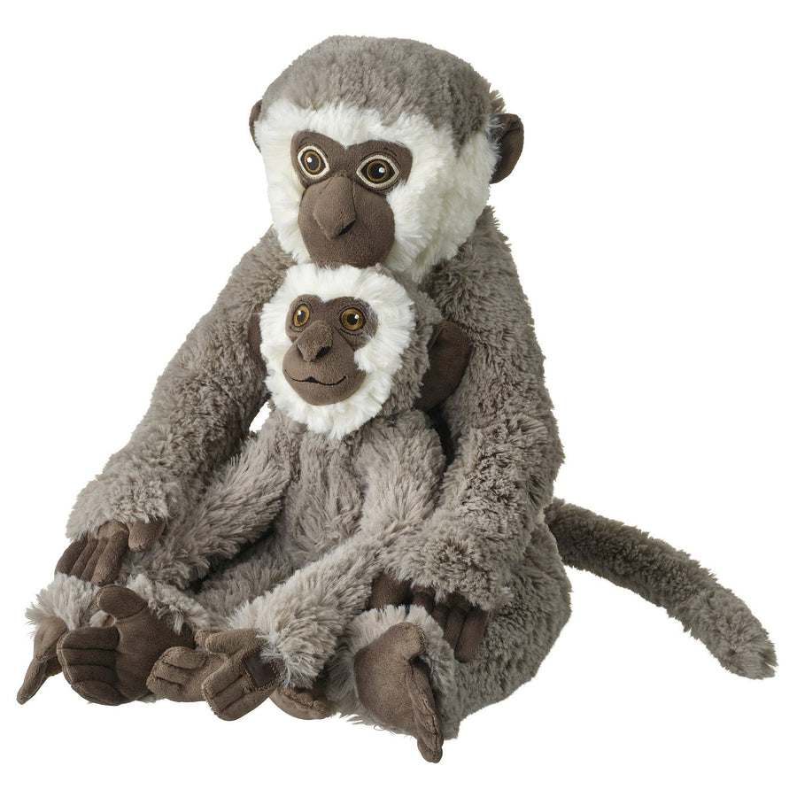 SANDLÖPARE soft toy, vervet monkey with baby/grey, 32 cm