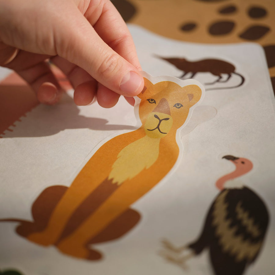 SANDLÖPARE decoration stickers, set of 3, multicolour/animals on the savannah