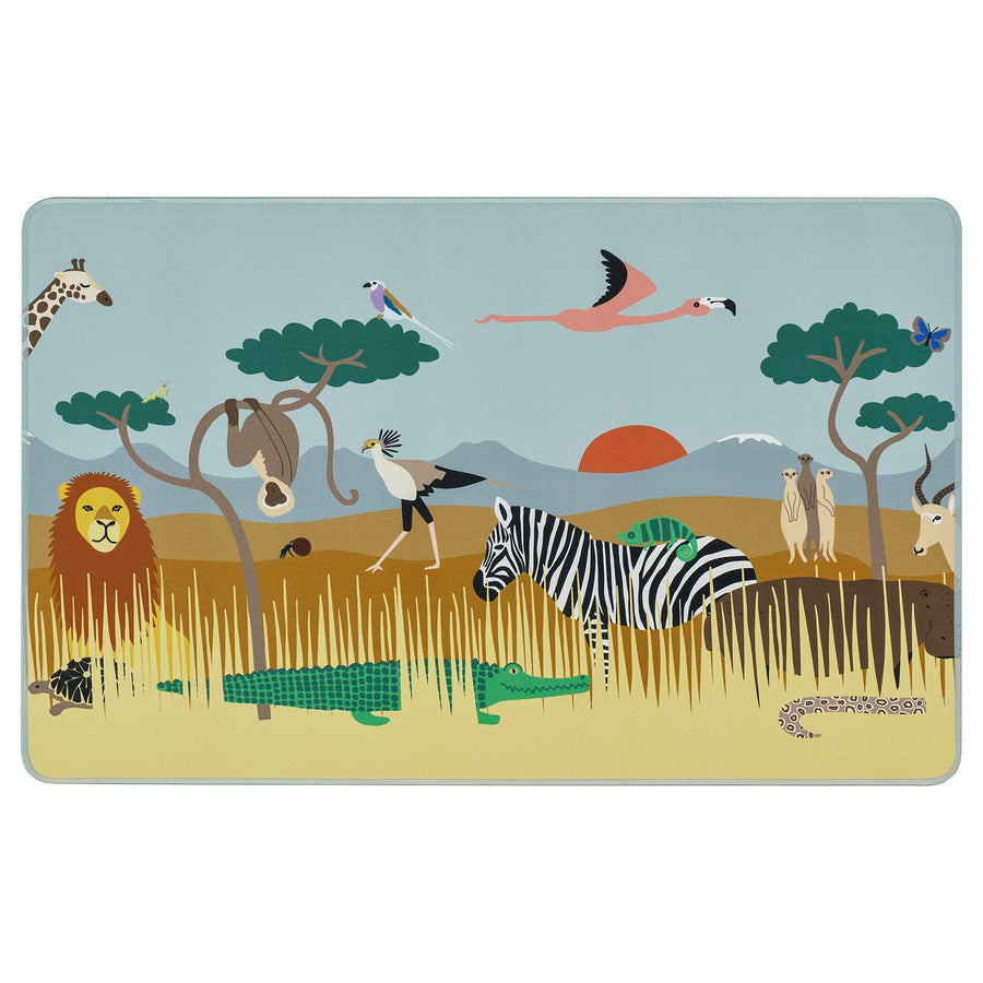 SANDLÖPARE desk pad, multicolour animals on the savannah, 38x60 cm