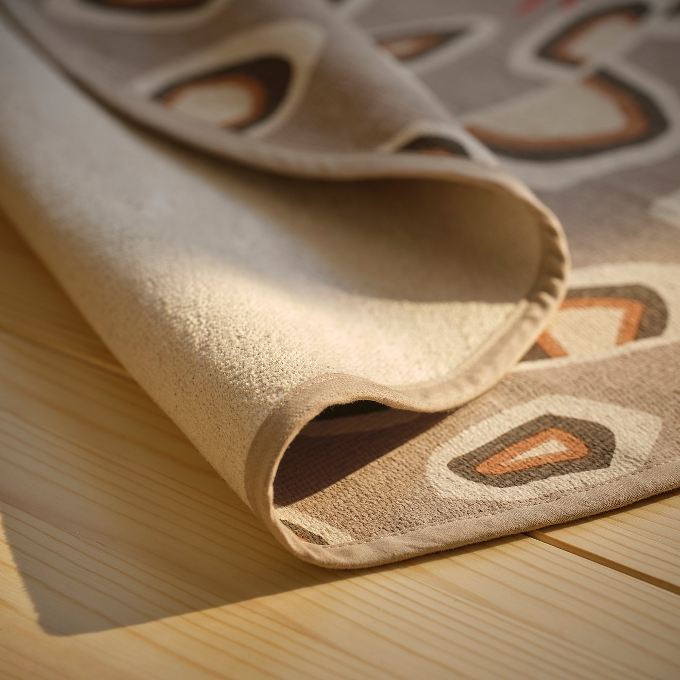 SANDLÖPARE rug, flatwoven, light brown/snake pattern, 100 cm