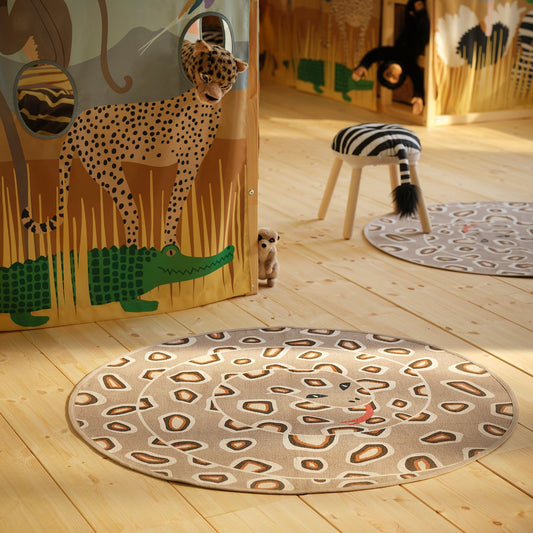 SANDLÖPARE rug, flatwoven, light brown/snake pattern, 100 cm