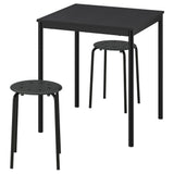 SANDSBERG / MARIUS table and 2 stools, black black/black, 67x67 cm