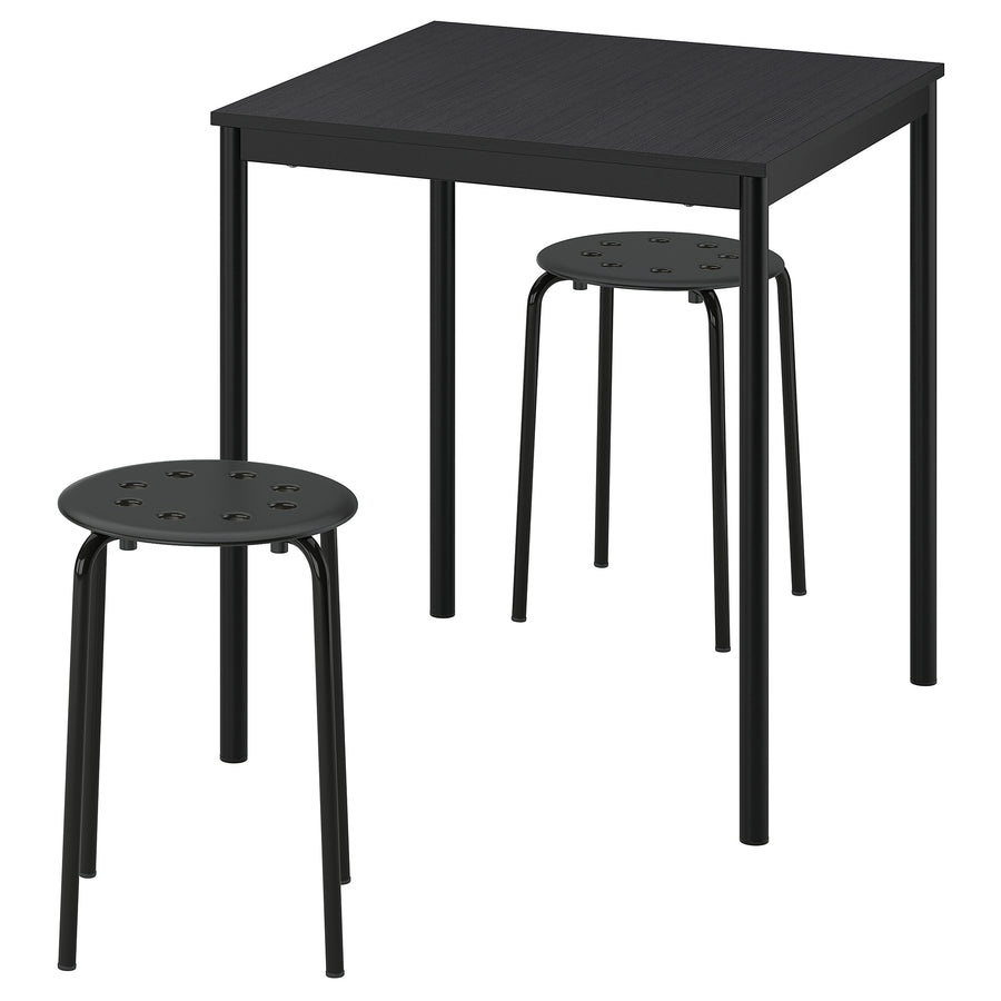 SANDSBERG / MARIUS table and 2 stools, black black/black, 67x67 cm