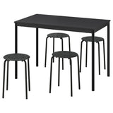 SANDSBERG / MARIUS table and 4 stools, black black/black, 110x67 cm