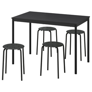 SANDSBERG / MARIUS table and 4 stools, black black/black, 110x67 cm