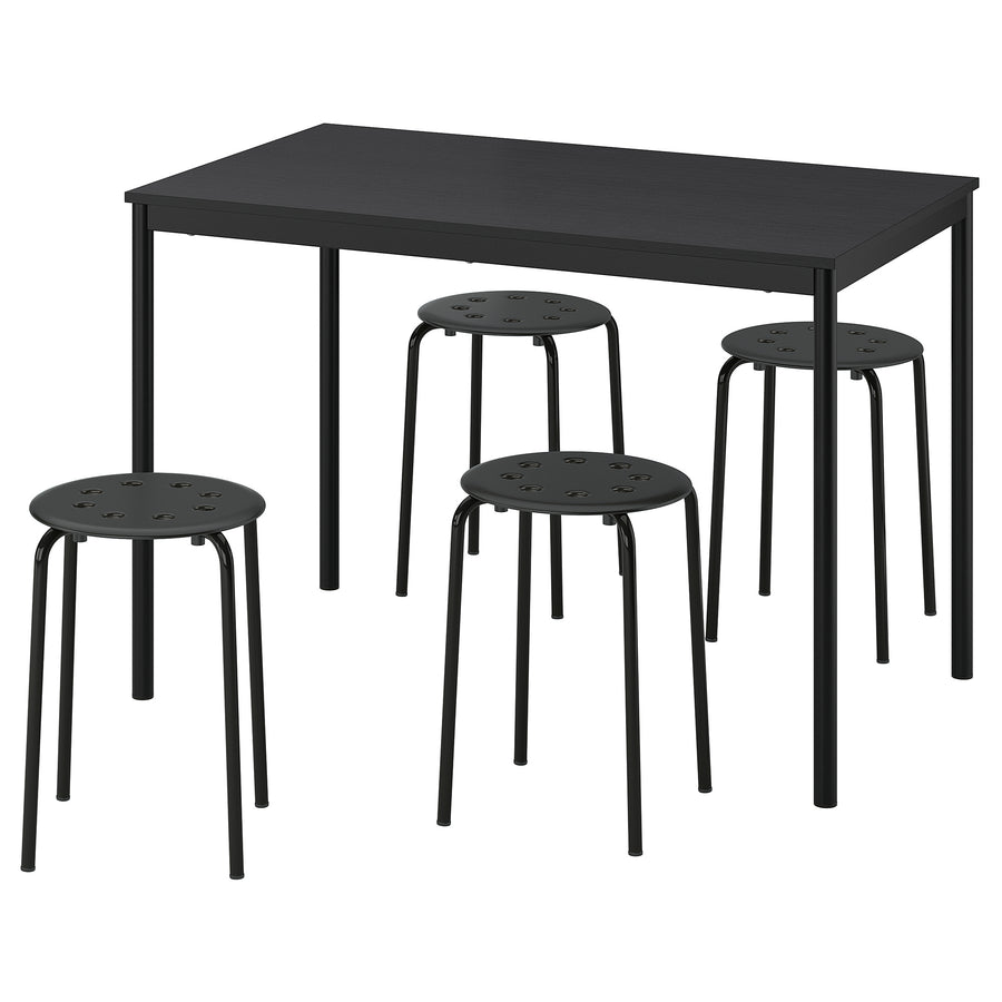 SANDSBERG / MARIUS table and 4 stools, black black/black, 110x67 cm