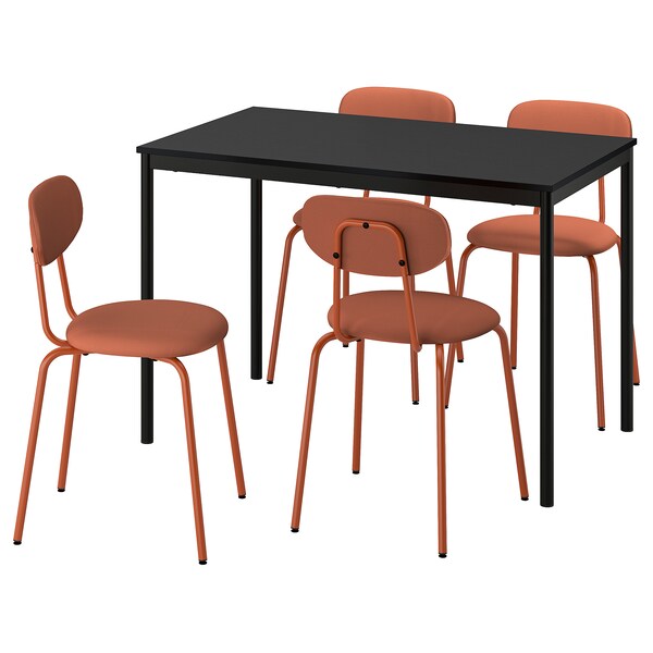 SANDSBERG / ÖSTANÖ - Table and 4 chairs, black/Remmarn mahogany colour,110 cm