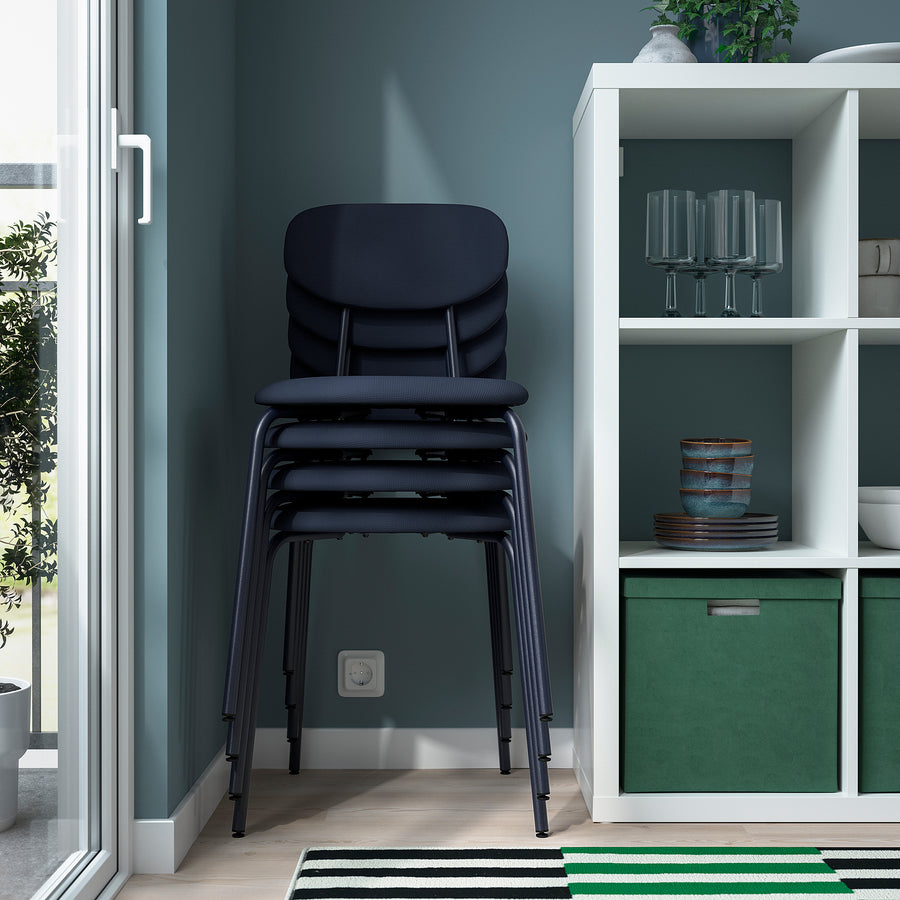 SANDSBERG table and 2 chairs, black black/Remmarn dark blue dark blue, 67x67 cm