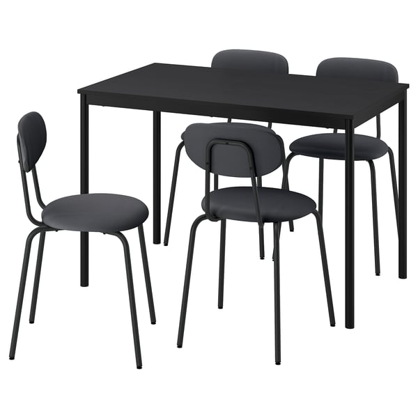 SANDSBERG table and 4 chairs, black black/Remmarn anthracite anthracite, 110x67 cm