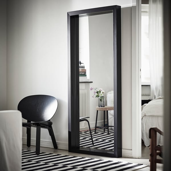 SANDTORG mirror, black, 75x180x10 cm