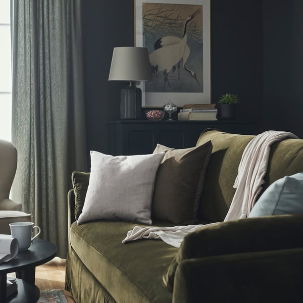 SANDTRAV cushion, grey/white, 45x45 cm