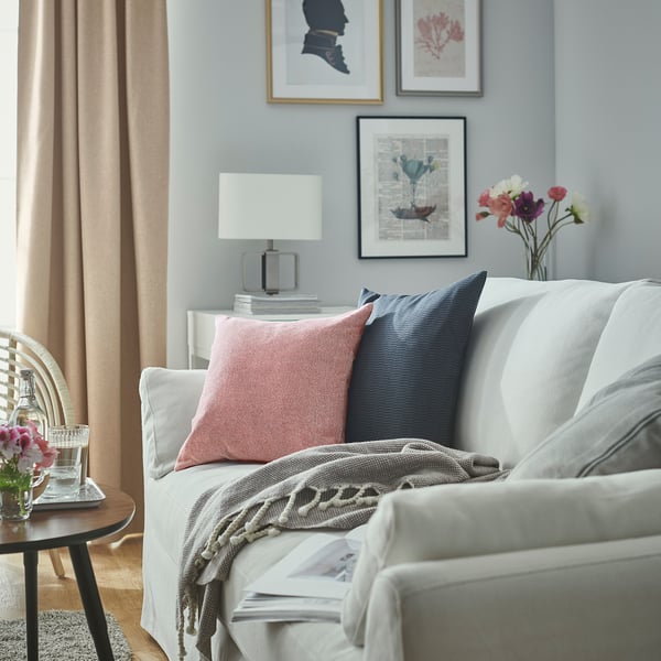 SANDTRAV cushion cover, red/white, 45x45 cm