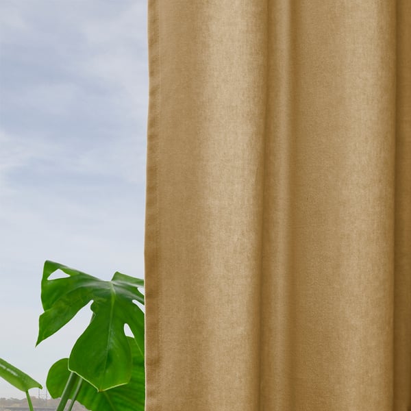 SANELA curtains, 1 pair, beige-yellow/with heading tape, 140x300 cm