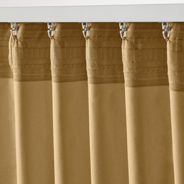 SANELA curtains, 1 pair, beige-yellow/with heading tape, 140x300 cm
