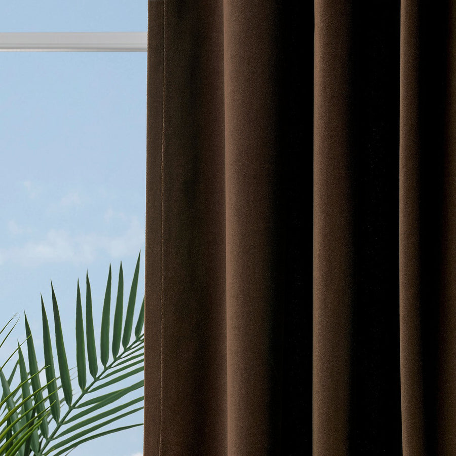 SANELA curtains, 1 pair, dark brown/with heading tape, 140x300 cm