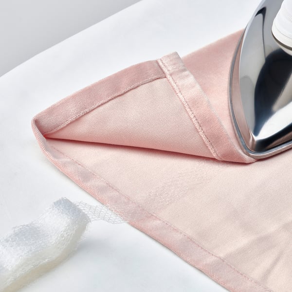 SANELA curtains, 1 pair, pale pink/with heading tape, 140x300 cm