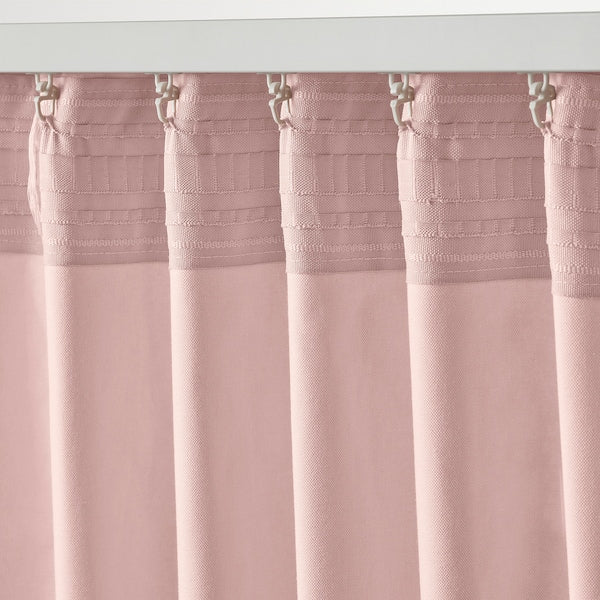 SANELA curtains, 1 pair, pale pink/with heading tape, 140x300 cm