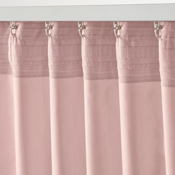 SANELA curtains, 1 pair, pale pink/with heading tape, 140x300 cm