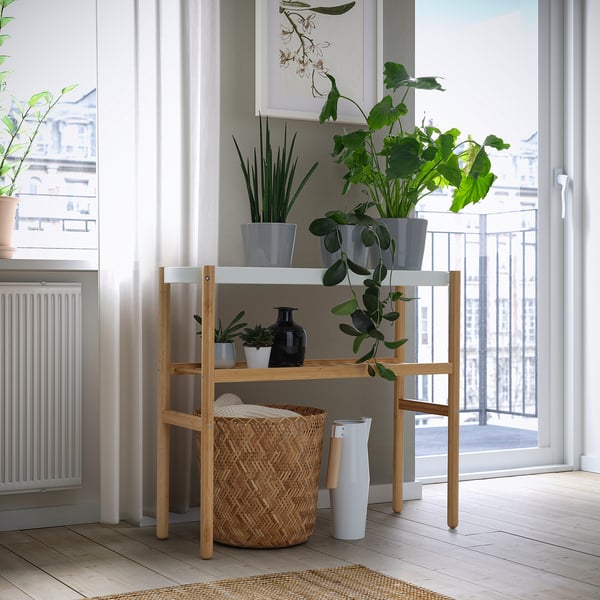 SATSUMAS plant stand, bamboo/white, 70 cm