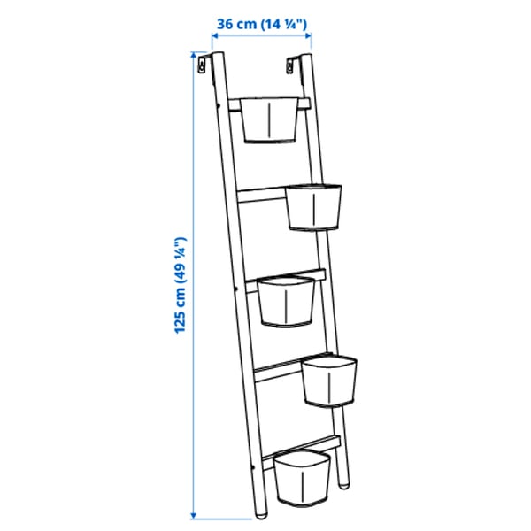 SATSUMAS plant stand with 5 plant pots, bamboo/white, 12 cm