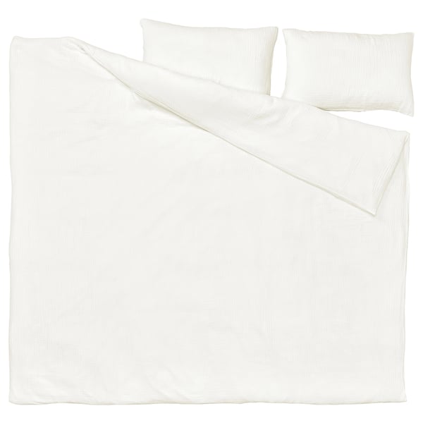 SCHERSMIN duvet cover and 2 pillowcases, white, 240x220/50x80 cm