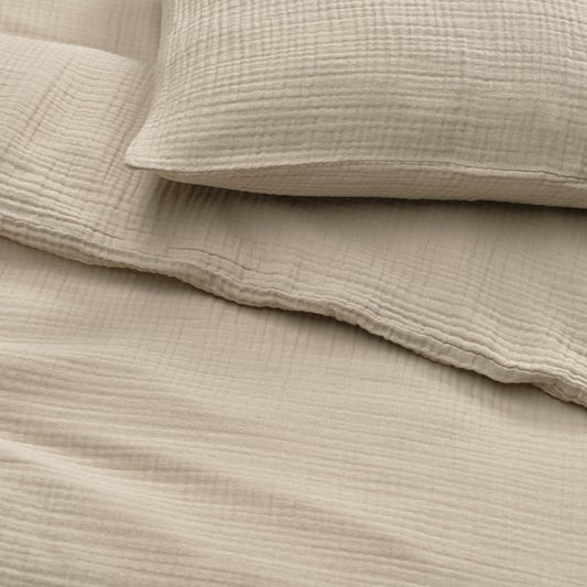 SCHERSMIN duvet cover and 2 pillowcases, grey-beige, 240x220/50x80 cm