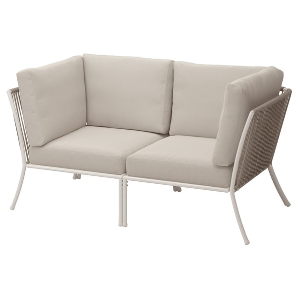 SEGERÖN 2-seat sofa, outdoor, white/beige/Frösön/Duvholmen beige, 96x76x76 cm