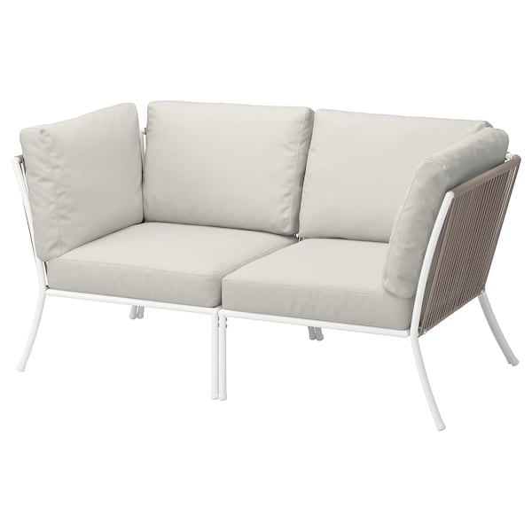SEGERÖN 2-seat sofa, outdoor, white/beige/Frösön/Duvholmen beige, 152x76x76 cm