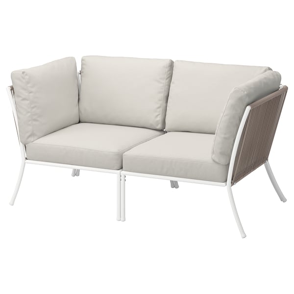 SEGERÖN 2-seat sofa, outdoor, white/beige/Frösön/Duvholmen beige, 152x76x76 cm