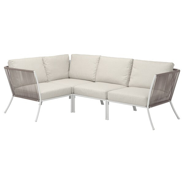 SEGERÖN corner sofa, 3-seat, outdoor white/beige/Frösön/Duvholmen beige, 214 cm