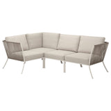 SEGERÖN corner sofa, 3-seat, outdoor white/beige/Frösön/Duvholmen beige, 214 cm