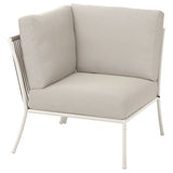 SEGERÖN corner section with cushion, outdoor white/beige/Frösön/Duvholmen beige, 76x76x76 cm
