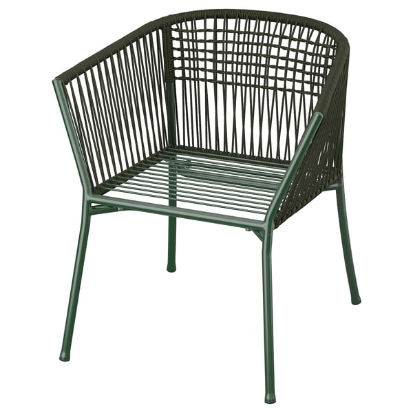 SEGERÖN chair with armrests, outdoor, dark green, 67x73x63 cm