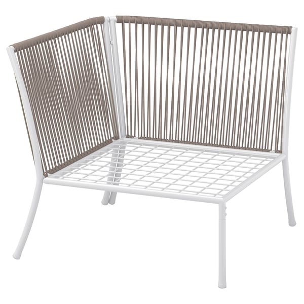 SEGERÖN corner section, outdoor, white/beige, 76x69x76 cm