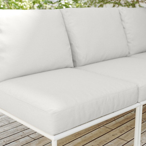 SEGERÖN 3-seat conversation set, outdoor white/beige/Frösön/Duvholmen beige, 200x76x138 cm