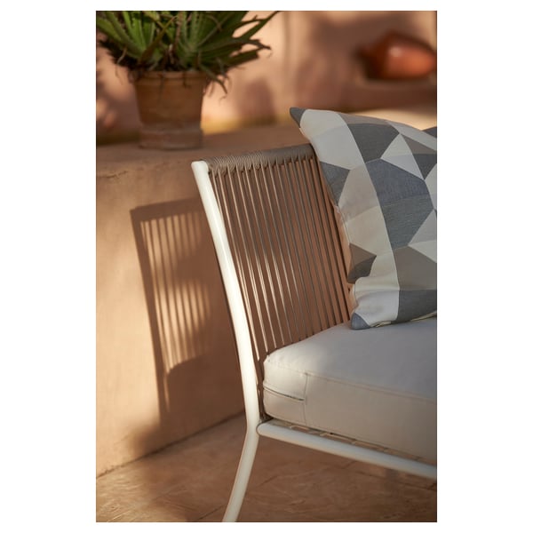 SEGERÖN 3-seat conversation set, outdoor white/beige/Frösön/Duvholmen beige, 200x76x138 cm