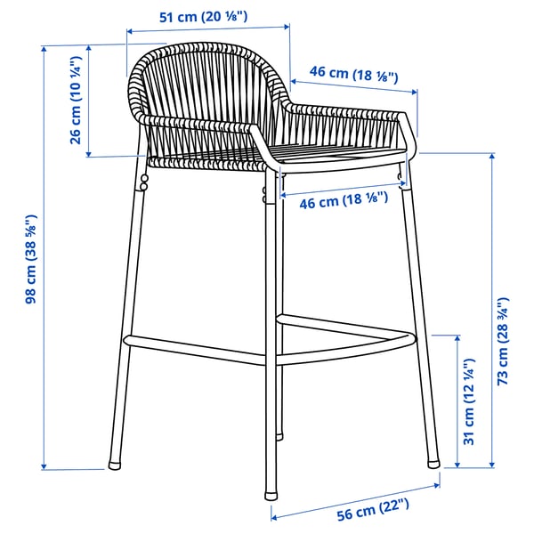 SEGERÖN bar stool, outdoor, white/beige, 73 cm