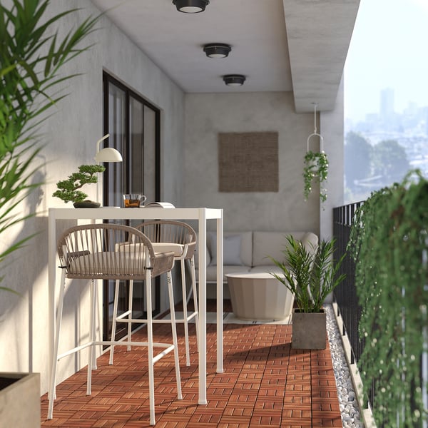 SEGERÖN bar table, outdoor, white/beige, 89x89 cm