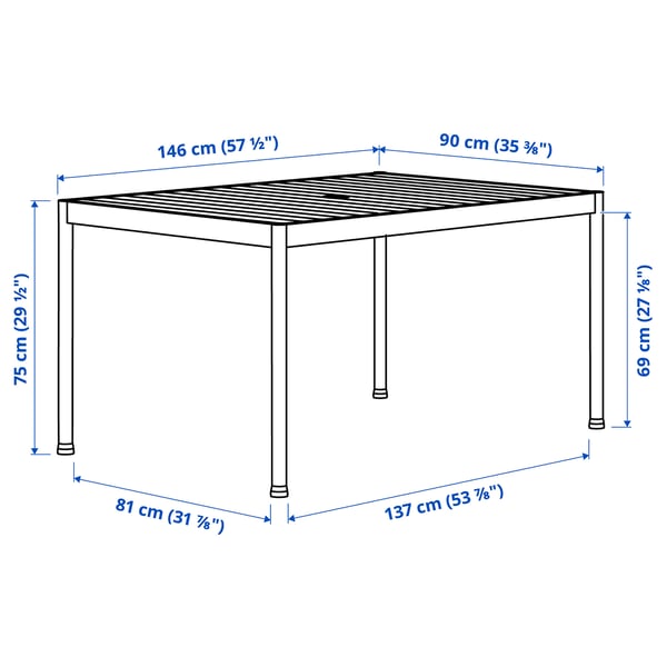 SEGERÖN table, outdoor, dark green/light grey, 91x147 cm