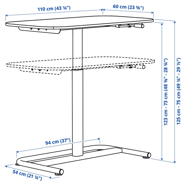 SEGRARE desk sit/stand, dark grey, 110x60 cm