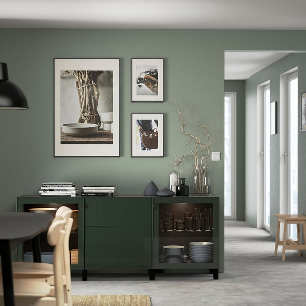 SELSVIKEN door/drawer front, high-gloss dark olive-green, 60x38 cm