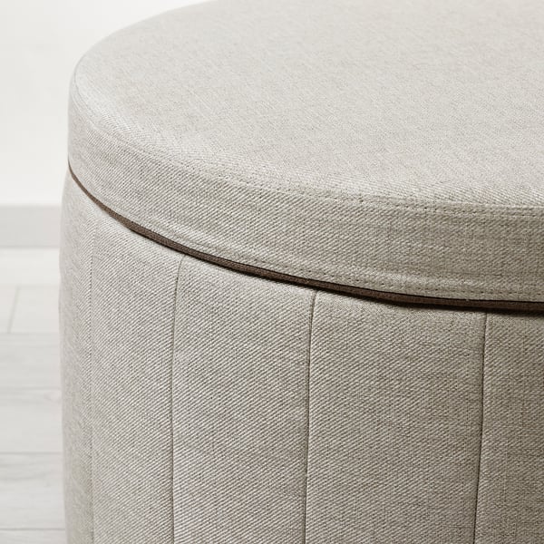 SIDSJÖ pouffe, with storage/Kilanda beige, 70 cm