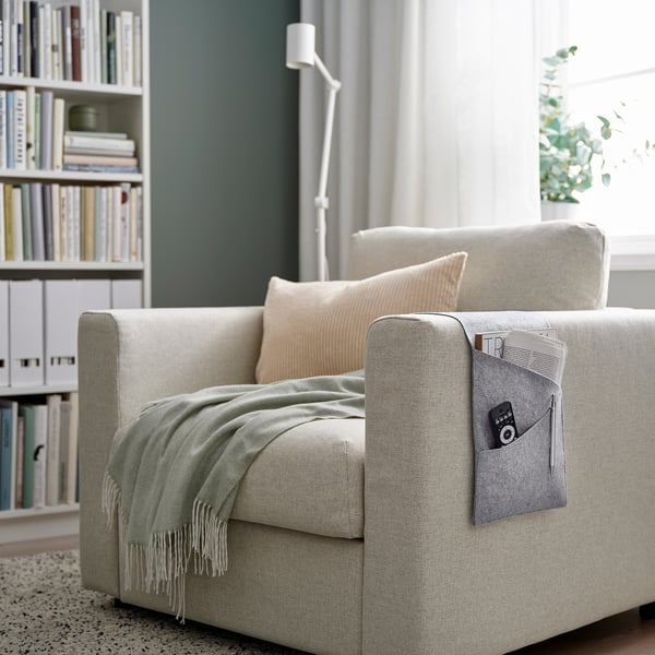 SILÄNG storage pocket for armrest, felt, 95x25 cm