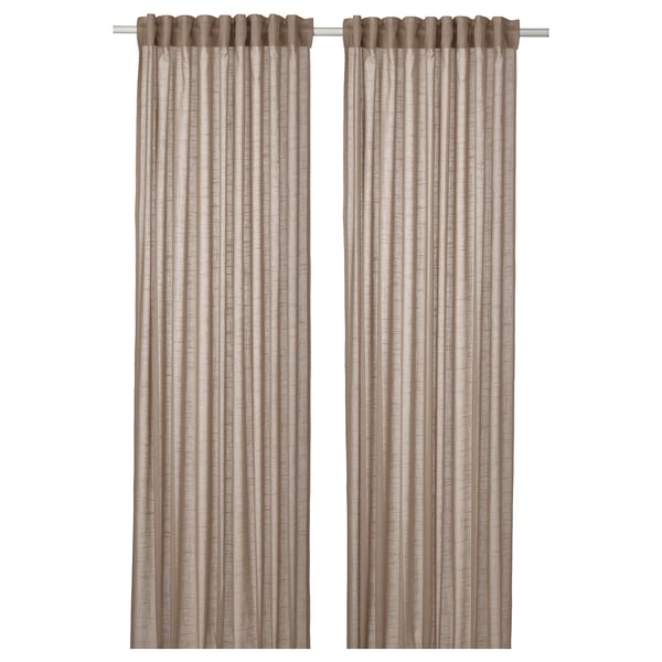 SILVERLÖNN sheer curtains, 1 pair, beige/with heading tape, 145x300 cm