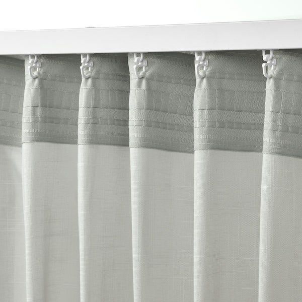 SILVERLÖNN sheer curtains, 1 pair, light grey/with heading tape, 145x300 cm