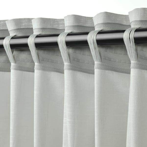 SILVERLÖNN sheer curtains, 1 pair, light grey/with heading tape, 145x300 cm