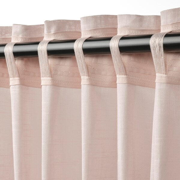 SILVERLÖNN sheer curtains, 1 pair, pink/with heading tape, 145x300 cm